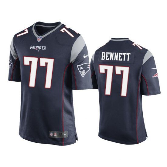 Men New England Patriots #77 Michael Bennett Nike Navy Game NFL Jersey